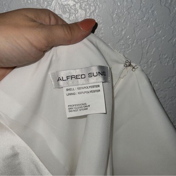 NWT Alfred Sung Snow White Off The Shoulder Cocktail Dress Size 8 - Picture 5 of 6